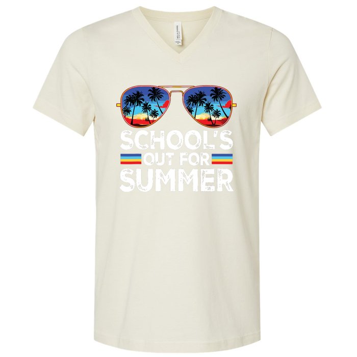 Last Day Of School Schools Out For Summer Teacher Boy V-Neck T-Shirt