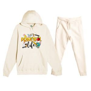 Last Day Of School Principal Life End Of Year Summer Vibes Premium Hooded Sweatsuit Set