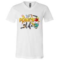 Last Day Of School Principal Life End Of Year Summer Vibes V-Neck T-Shirt