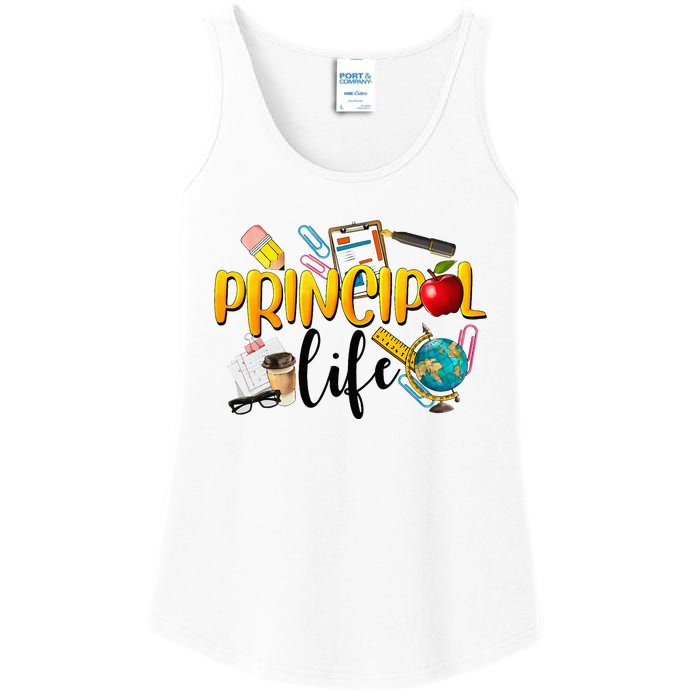 Last Day Of School Principal Life End Of Year Summer Vibes Ladies Essential Tank