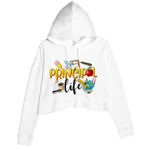 Last Day Of School Principal Life End Of Year Summer Vibes Crop Fleece Hoodie