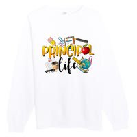 Last Day Of School Principal Life End Of Year Summer Vibes Premium Crewneck Sweatshirt