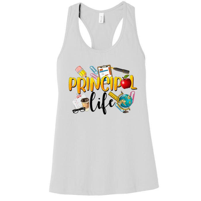 Last Day Of School Principal Life End Of Year Summer Vibes Women's Racerback Tank