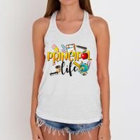 Last Day Of School Principal Life End Of Year Summer Vibes Women's Knotted Racerback Tank