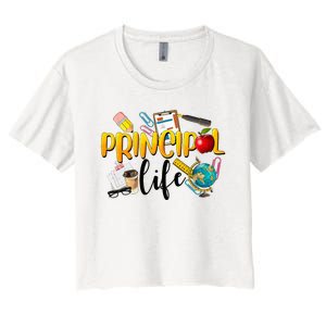 Last Day Of School Principal Life End Of Year Summer Vibes Women's Crop Top Tee