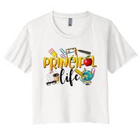 Last Day Of School Principal Life End Of Year Summer Vibes Women's Crop Top Tee