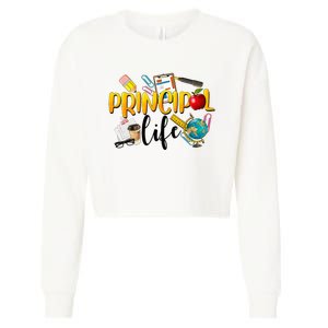 Last Day Of School Principal Life End Of Year Summer Vibes Cropped Pullover Crew