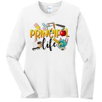 Last Day Of School Principal Life End Of Year Summer Vibes Ladies Long Sleeve Shirt