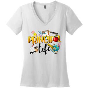 Last Day Of School Principal Life End Of Year Summer Vibes Women's V-Neck T-Shirt