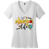 Last Day Of School Principal Life End Of Year Summer Vibes Women's V-Neck T-Shirt