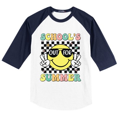 Last Day Of School Retro Schoolsout For Summer Teacher Baseball Sleeve Shirt