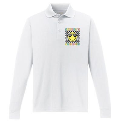 Last Day Of School Retro Schoolsout For Summer Teacher Performance Long Sleeve Polo