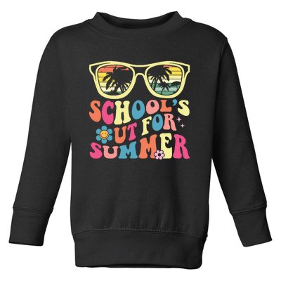 Last Day Of School Retro Teacher Schools Out For Summer Toddler Sweatshirt