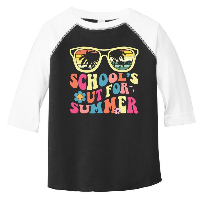 Last Day Of School Retro Teacher Schools Out For Summer Toddler Fine Jersey T-Shirt