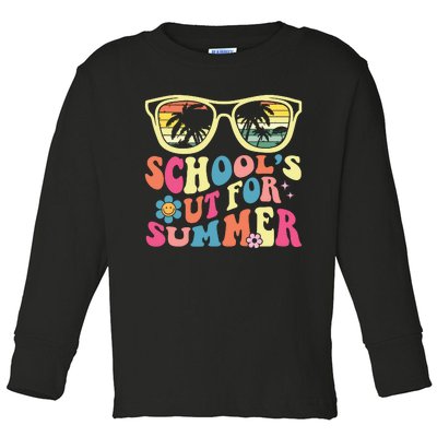 Last Day Of School Retro Teacher Schools Out For Summer Toddler Long Sleeve Shirt