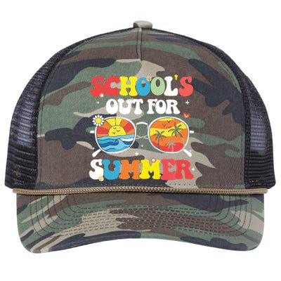 Last Day Of School Schools Out For Summer Teacher Gift Retro Rope Trucker Hat Cap