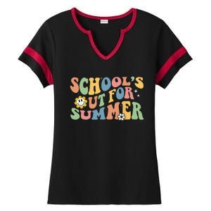 Last Day Of School Schools Out For Summer Teacher Ladies Halftime Notch Neck Tee