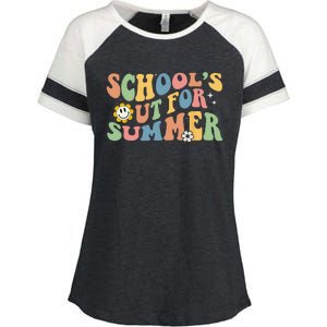 Last Day Of School Schools Out For Summer Teacher Enza Ladies Jersey Colorblock Tee