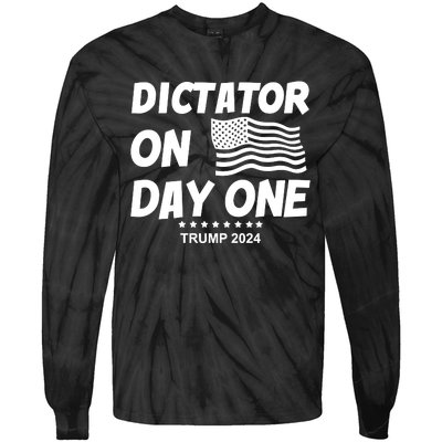 Limited Dictator On Day One Trump 2024 Tie-Dye Long Sleeve Shirt