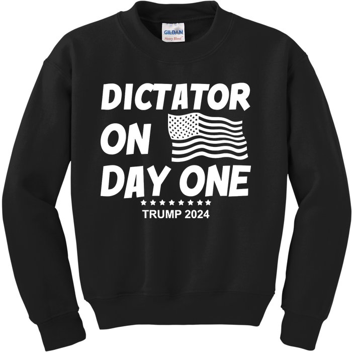 Limited Dictator On Day One Trump 2024 Kids Sweatshirt