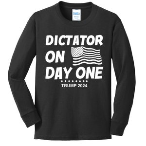 Limited Dictator On Day One Trump 2024 Kids Long Sleeve Shirt