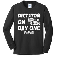 Limited Dictator On Day One Trump 2024 Kids Long Sleeve Shirt