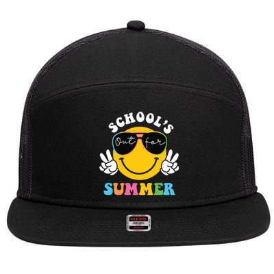 Last Day Of School Teacher Schools Out For Summer Student 7 Panel Mesh Trucker Snapback Hat