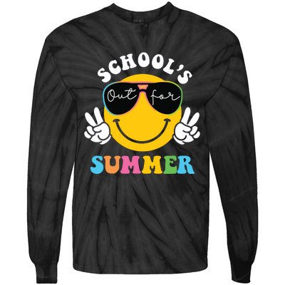 Last Day Of School Teacher Schools Out For Summer Student Tie-Dye Long Sleeve Shirt