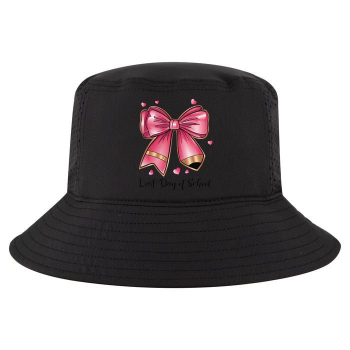 Last Day Of School Coquette Bow Teachers Graduatio Cool Comfort Performance Bucket Hat