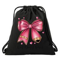 Last Day Of School Coquette Bow Teachers Graduatio Drawstring Bag