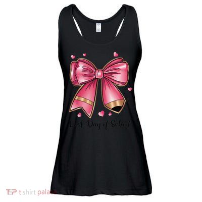 Last Day Of School Coquette Bow Teachers Graduatio Ladies Essential Flowy Tank
