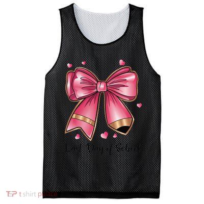 Last Day Of School Coquette Bow Teachers Graduatio Mesh Reversible Basketball Jersey Tank