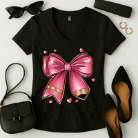Last Day Of School Coquette Bow Teachers Graduatio Women's V-Neck T-Shirt