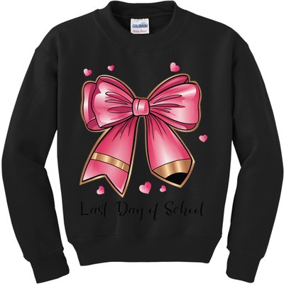 Last Day Of School Coquette Bow Teachers Graduatio Kids Sweatshirt