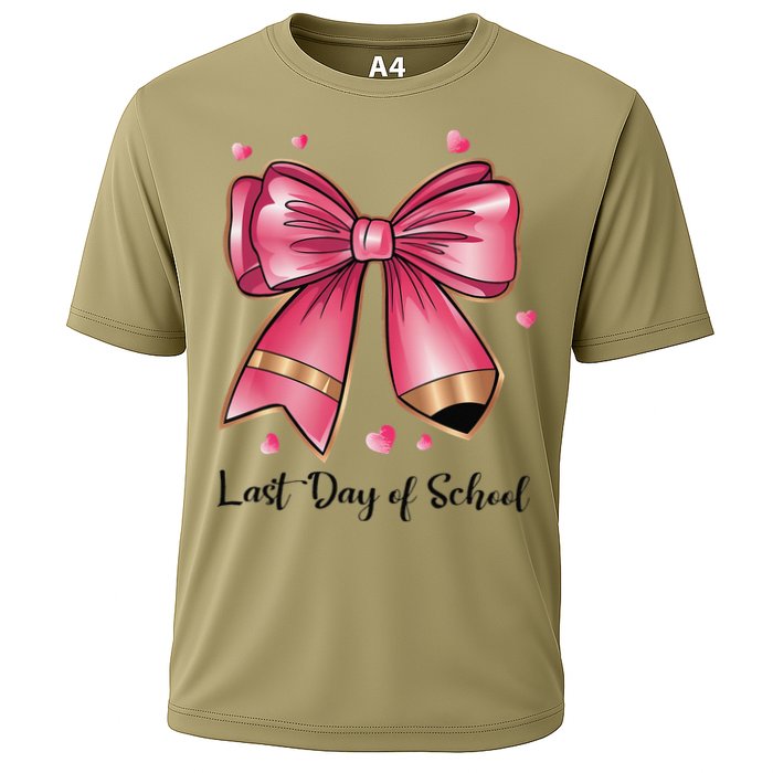Last Day Of School Coquette Bow Teachers Graduatio Cooling Performance Crew T-Shirt
