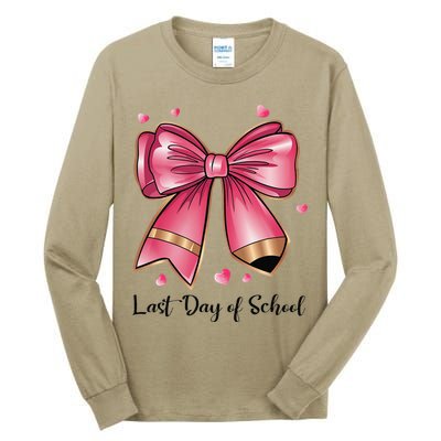 Last Day Of School Coquette Bow Teachers Graduatio Tall Long Sleeve T-Shirt