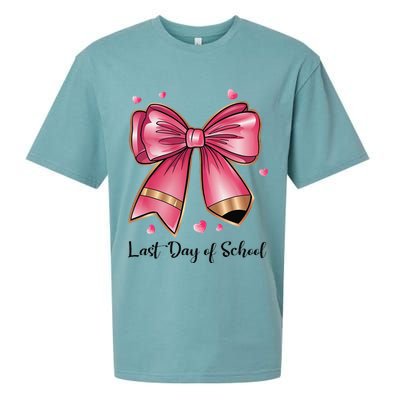 Last Day Of School Coquette Bow Teachers Graduatio Sueded Cloud Jersey T-Shirt