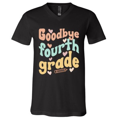 Last Day Of 4th Grade Groovy 4th Grade Last Day Of School V-Neck T-Shirt