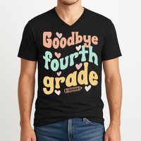 Last Day Of 4th Grade Groovy 4th Grade Last Day Of School V-Neck T-Shirt