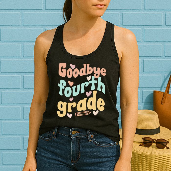 Last Day Of 4th Grade Groovy 4th Grade Last Day Of School Womens Tank Top