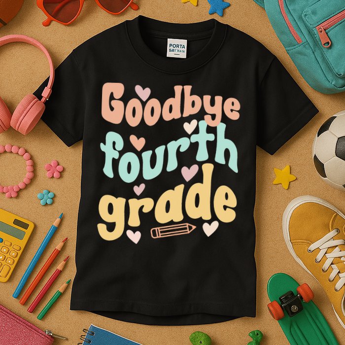 Last Day Of 4th Grade Groovy 4th Grade Last Day Of School Kids T-Shirt