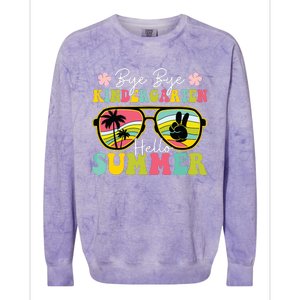 Last Day Of School Bye Kindergarten Hello Summer Sunglasses Colorblast Crewneck Sweatshirt