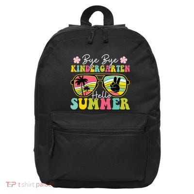 Last Day Of School Bye Kindergarten Hello Summer Sunglasses 16 in Basic Backpack