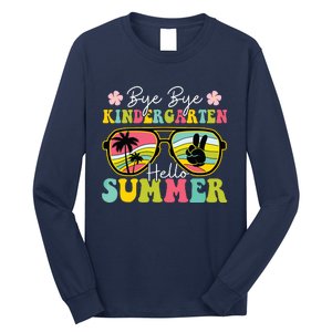 Last Day Of School Bye Kindergarten Hello Summer Sunglasses Long Sleeve Shirt