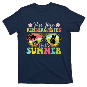 Last Day Of School Bye Kindergarten Hello Summer Sunglasses T-Shirt