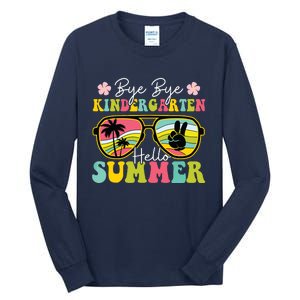 Last Day Of School Bye Kindergarten Hello Summer Sunglasses Tall Long Sleeve T-Shirt