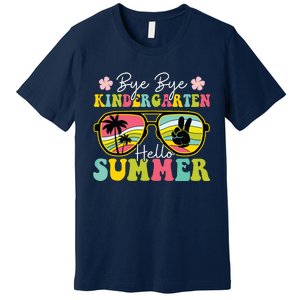 Last Day Of School Bye Kindergarten Hello Summer Sunglasses Premium T-Shirt