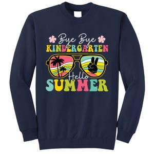 Last Day Of School Bye Kindergarten Hello Summer Sunglasses Tall Sweatshirt