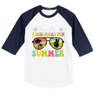 Last Day Of School Bye Kindergarten Hello Summer Sunglasses Baseball Sleeve Shirt