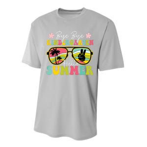 Last Day Of School Bye Kindergarten Hello Summer Sunglasses Performance Sprint T-Shirt